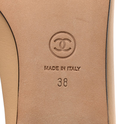 Chanel Lambskin Cap Toe CC Ballerina Flats 38 Beige Black 6 of 9