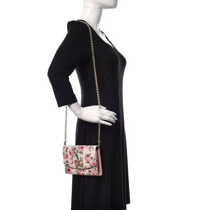 Dolce & Gabbana Dauphine Rose Print Wallet On Chain Pink 2 of 9
