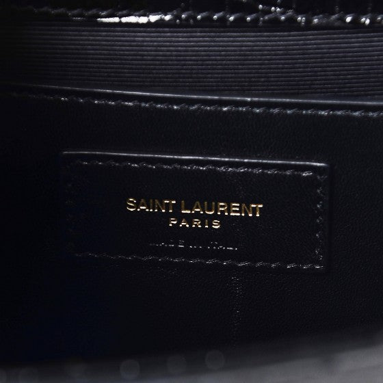 Saint Laurent Calfskin Crocodile Embossed Medium Classic Monogram Kate Tassel Satchel Black 6 of 7
