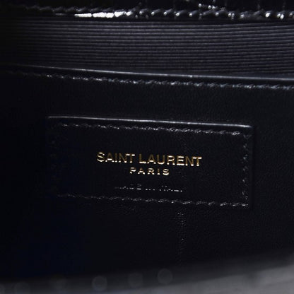 Saint Laurent Calfskin Crocodile Embossed Medium Classic Monogram Kate Tassel Satchel Black 6 of 7