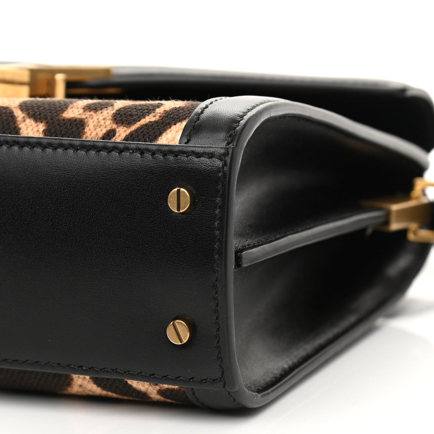 Canvas Leopard Print Mini Classic Monogram Cassandra Top Handle Black
