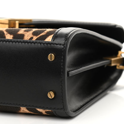 Saint Laurent Canvas Leopard Print Mini Classic Monogram Cassandra Top Handle Black 11 of 12