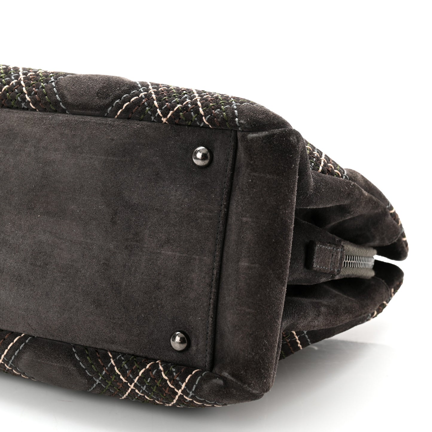 Suede Stitched Saltire CC Zip Shopping Tote Grey Multicolor