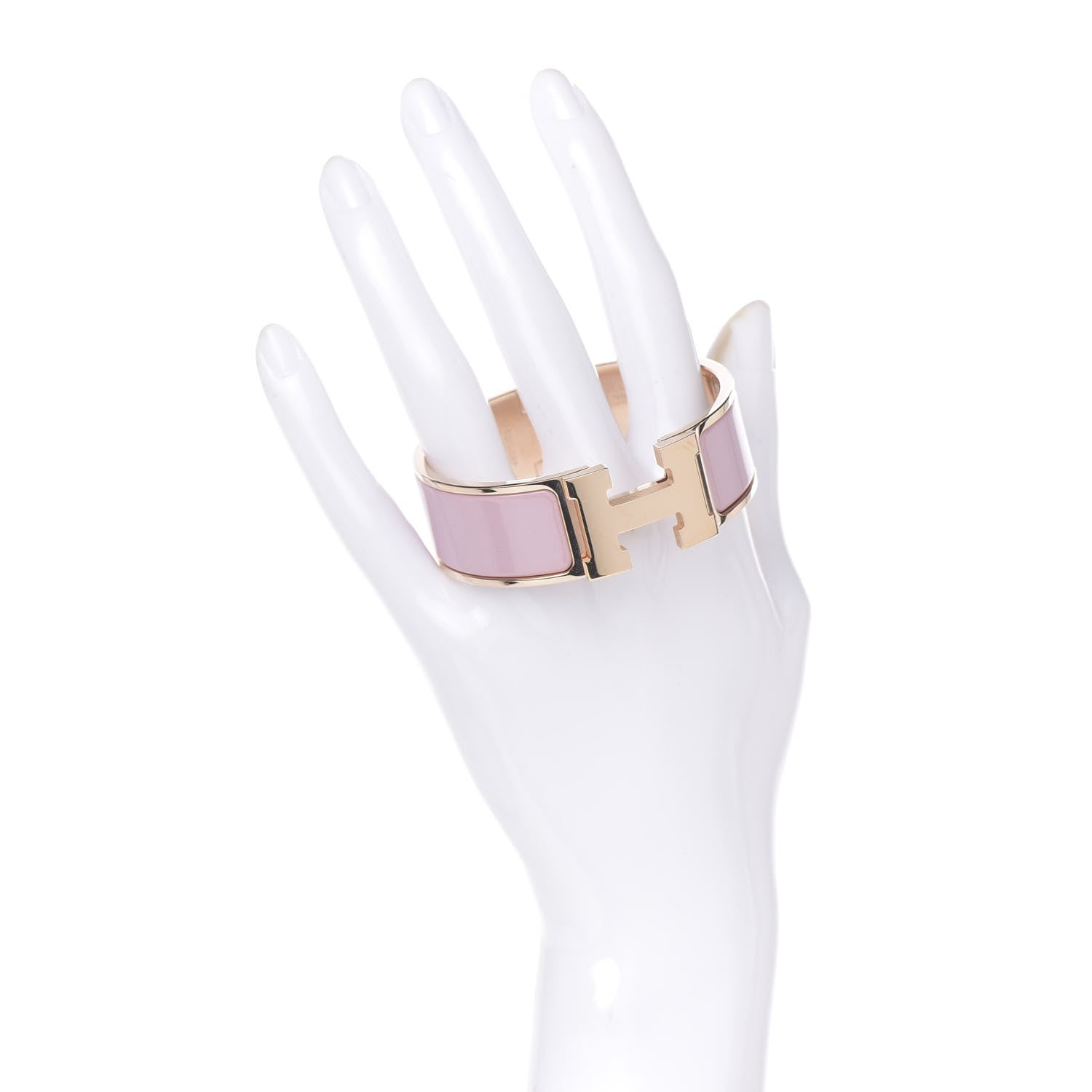Hermes Enamel Wide Clic Clac H Bracelet PM Rose Nacarat 2 of 4