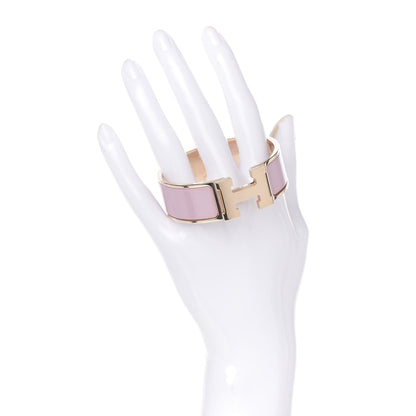 Hermes Enamel Wide Clic Clac H Bracelet PM Rose Nacarat 2 of 4