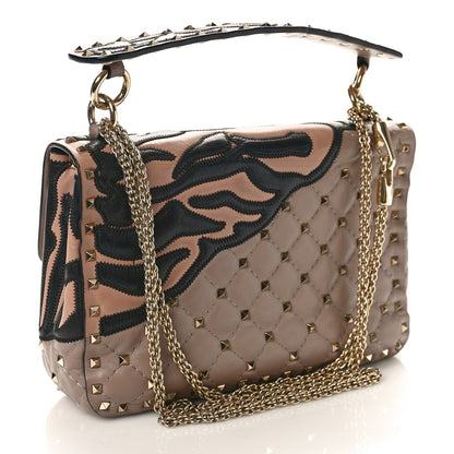 Valentino Garavani Nappa Crystal Tiger Medium Rockstud Spike Shoulder Bag Poudre 2 of 8