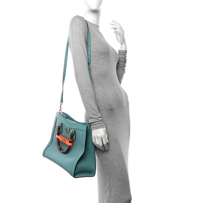 Gucci Wonka Grain Calfskin Medium Diana Tote Bag Dusty Azure Orange Fluo 2 of 13