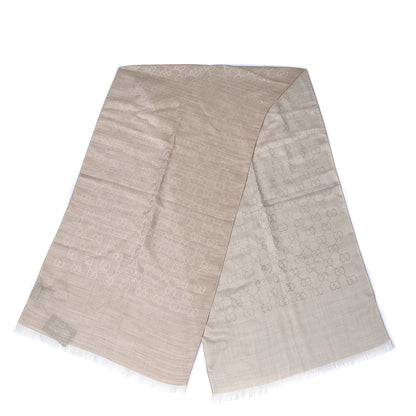 Gucci Wool Silk GG Monogram GGNat Scarf Sand 3 of 5