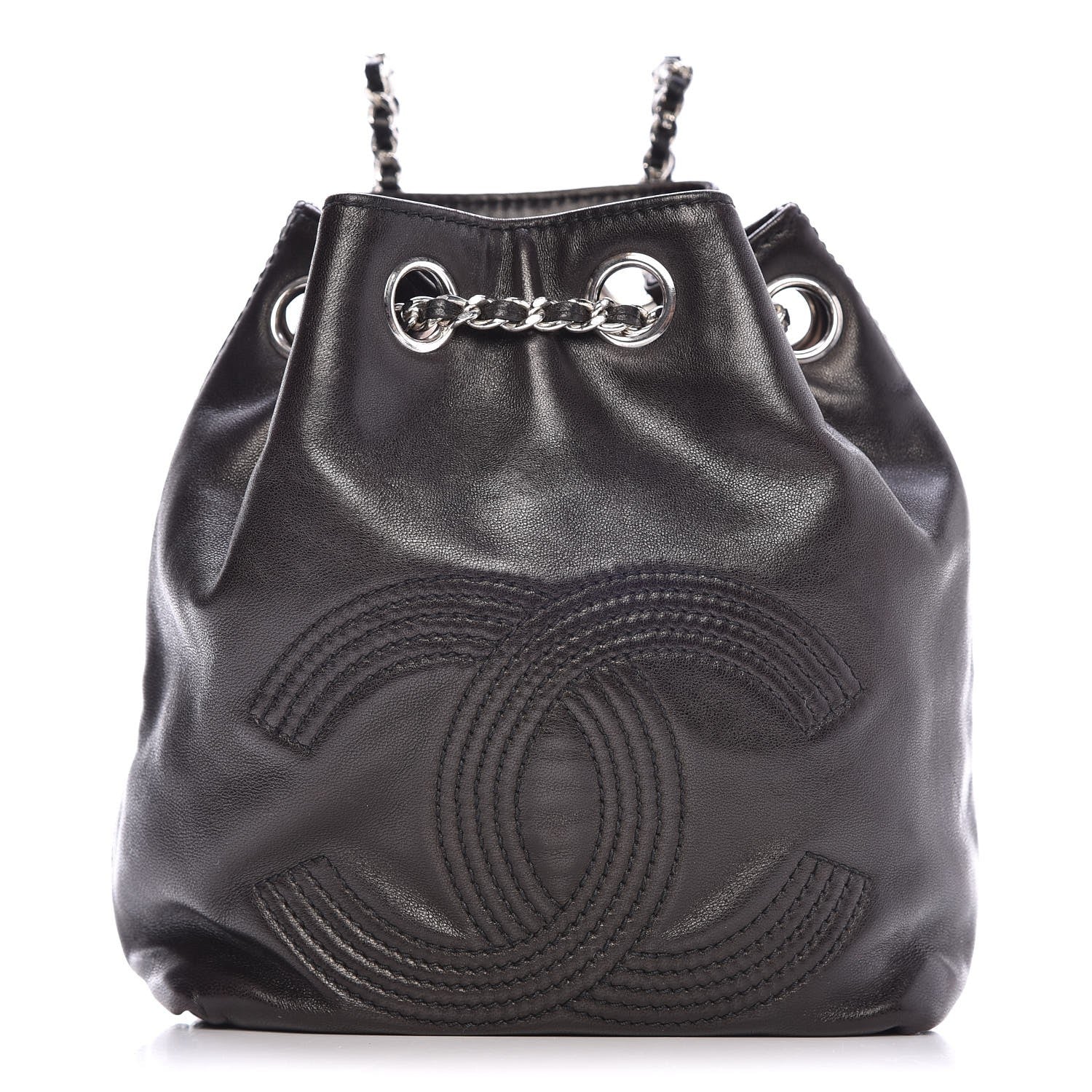 Chanel Lambskin CC Drawstring Backpack Black 1 of 9