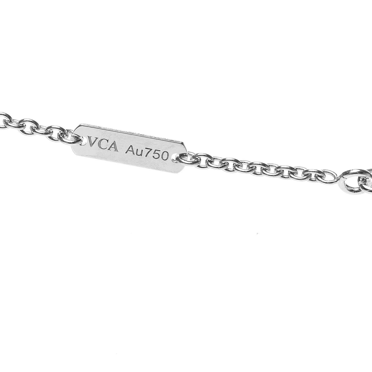 18K White Gold Diamond Pure Alhambra Pendant Necklace
