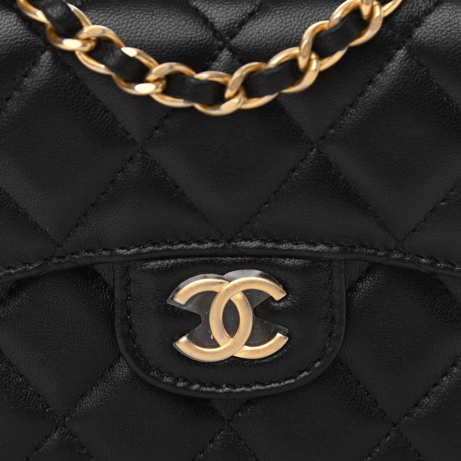Chanel Lambskin Quilted Top Handle Flap Coin Purse With Chain Black 9 of 12