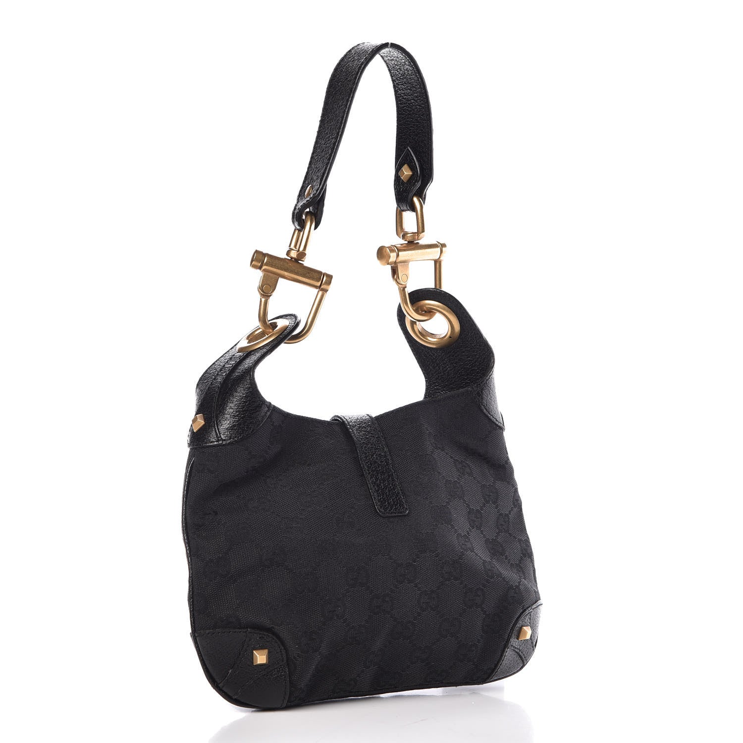 Gucci Monogram Mini Piston Lock Jackie O Hobo Shoulder Bag Black 3 of 14
