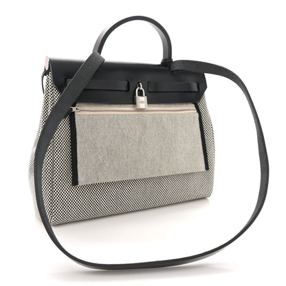 Hermes Vache Hunter Criss Viking Herbag Zip Retourne 31 PM Ecru Black 4 of 14
