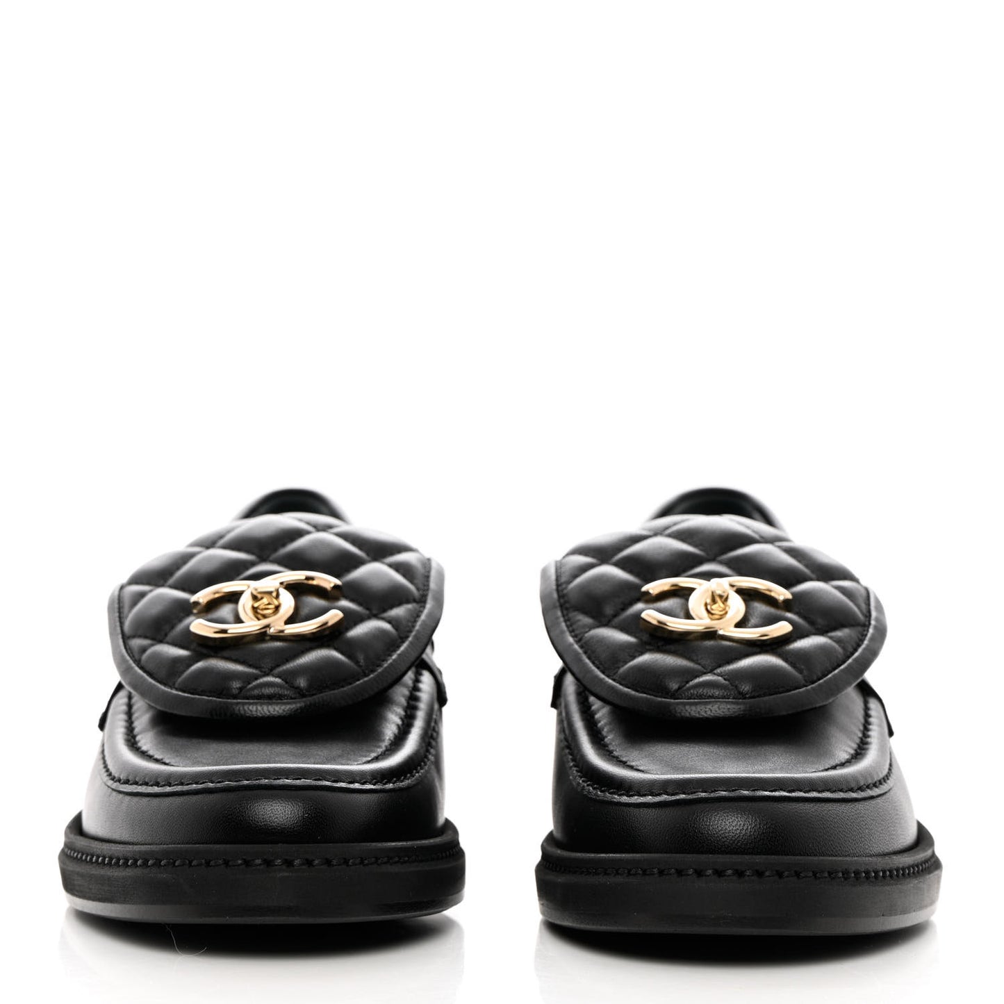 Lambskin Quilted CC Turnlock Loafers 37.5 Black
