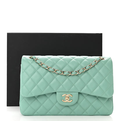 Chanel Caviar Quilted Jumbo Double Flap Light Green 11 of 11