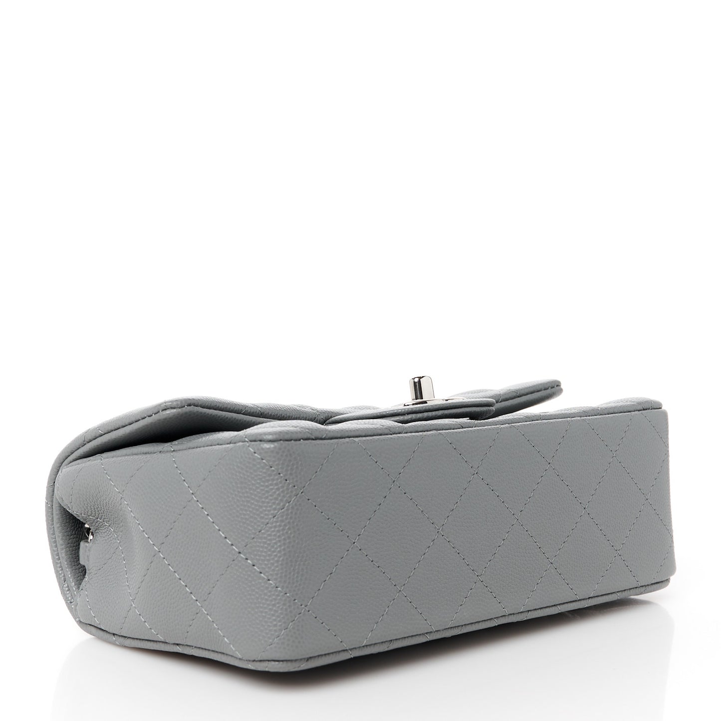 Caviar Quilted Mini Rectangular Flap Grey