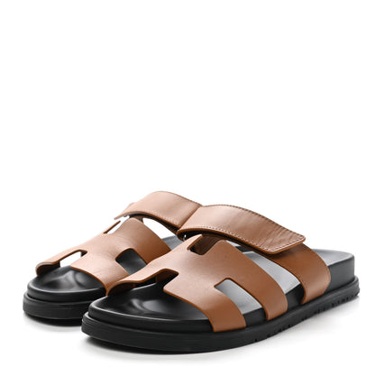 Hermes Calfskin Womens Chypre Sandals 37 Naturel 3 of 9