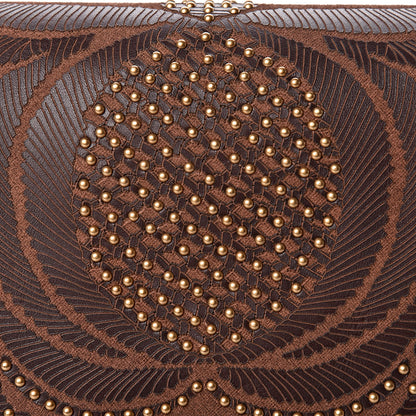 Valentino Garavani Calfskin Embossed Studded Medium My Rockstud Frame Bag Cacao 8 of 12