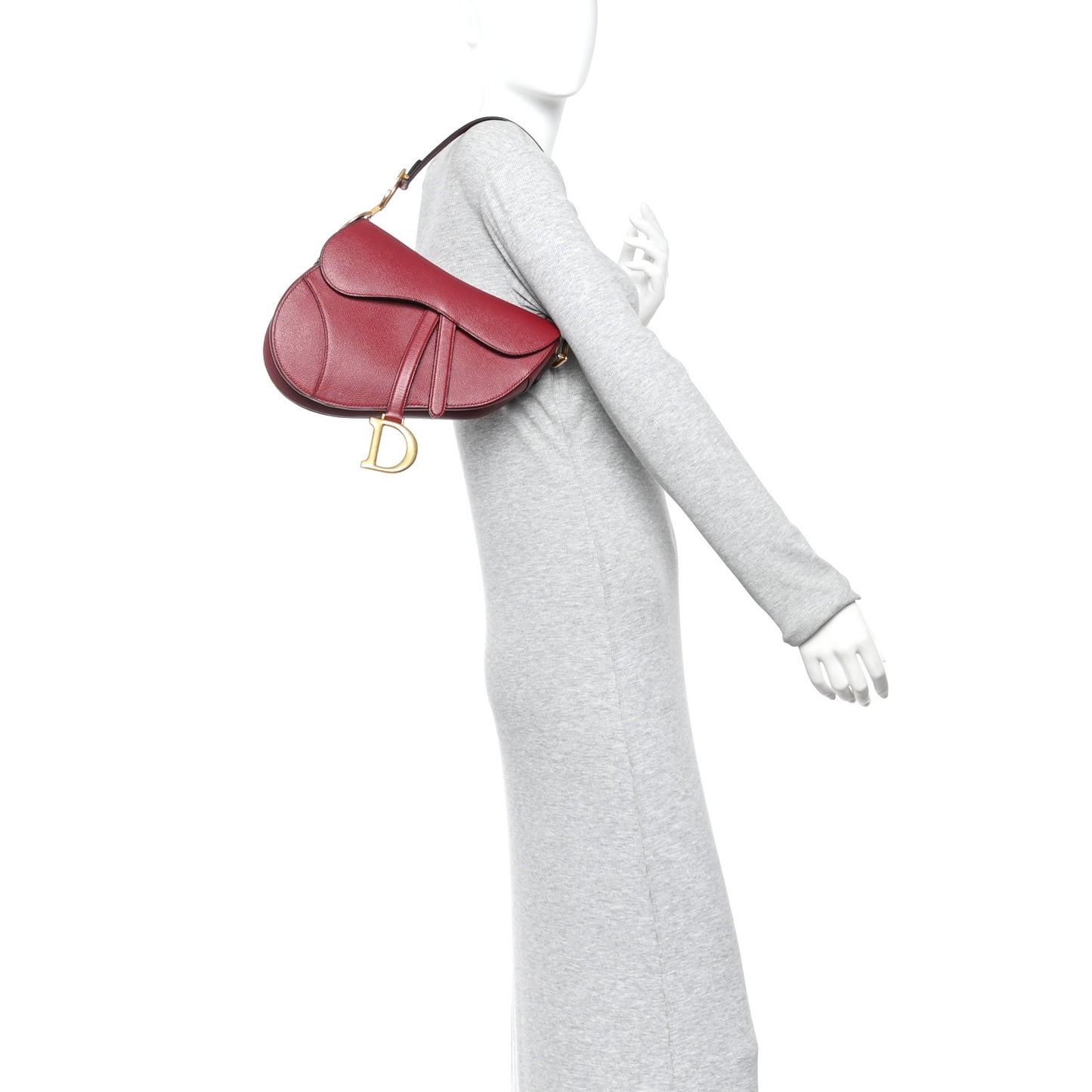 Grained Calfskin Saddle Bag Red