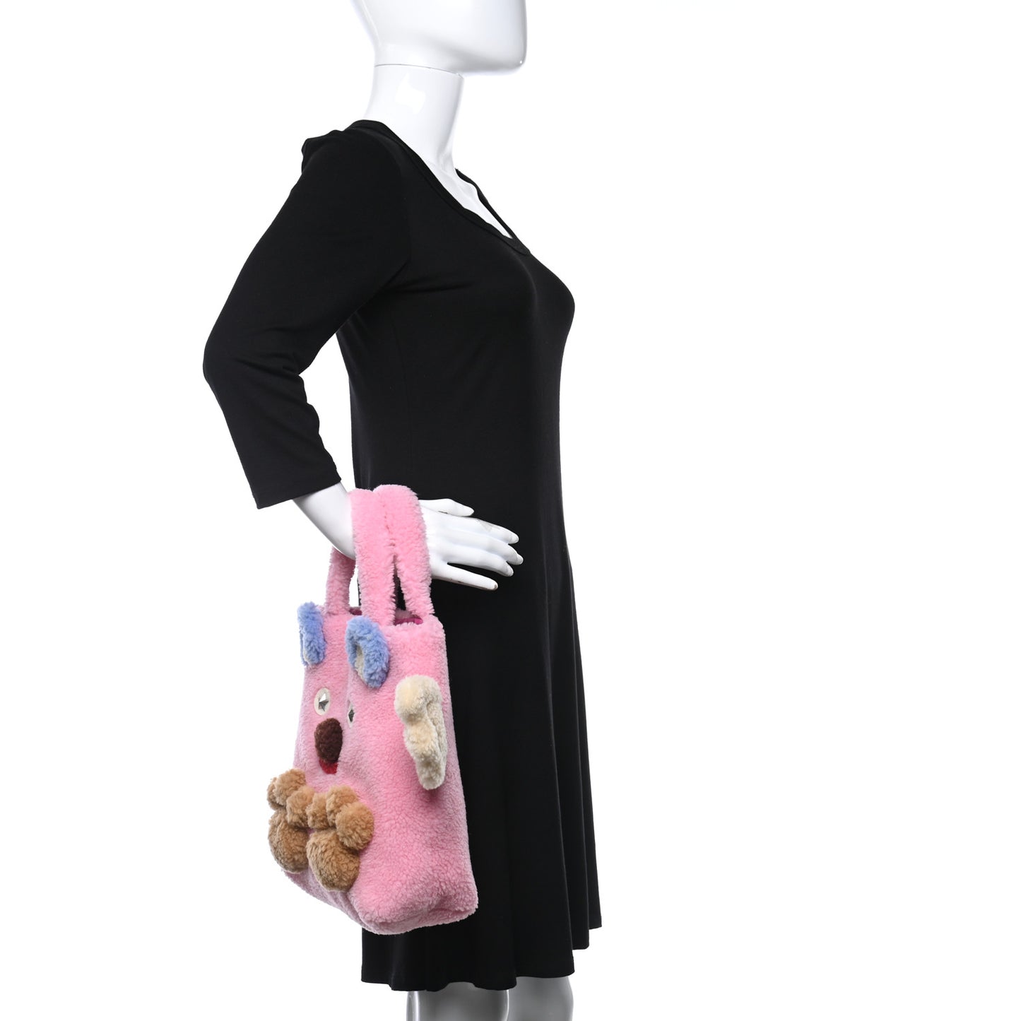Faux Fur Childrens Flying Bear Tote Pink