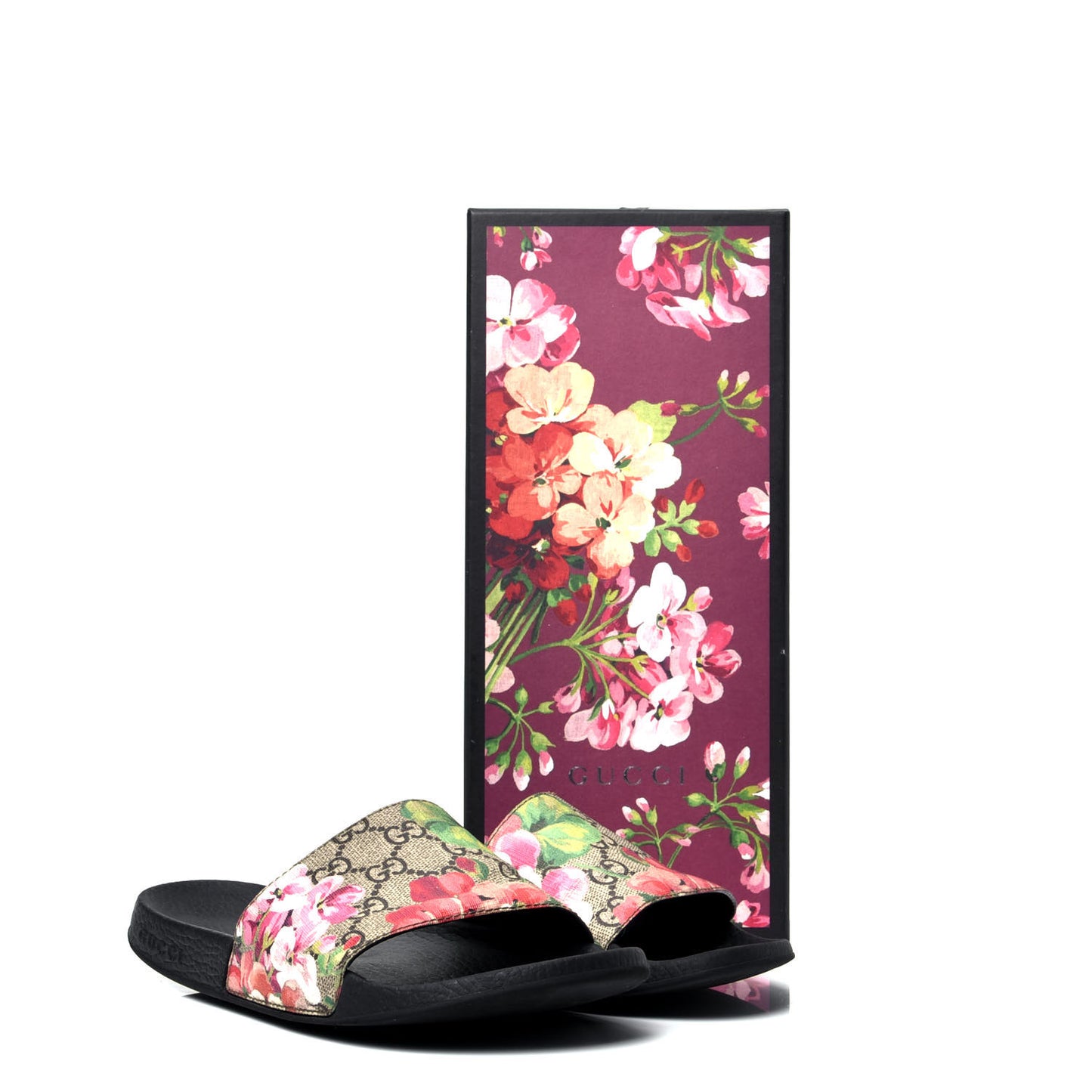 GG Supreme Monogram Blooms Slide Sandals 38 Beige Multicolor