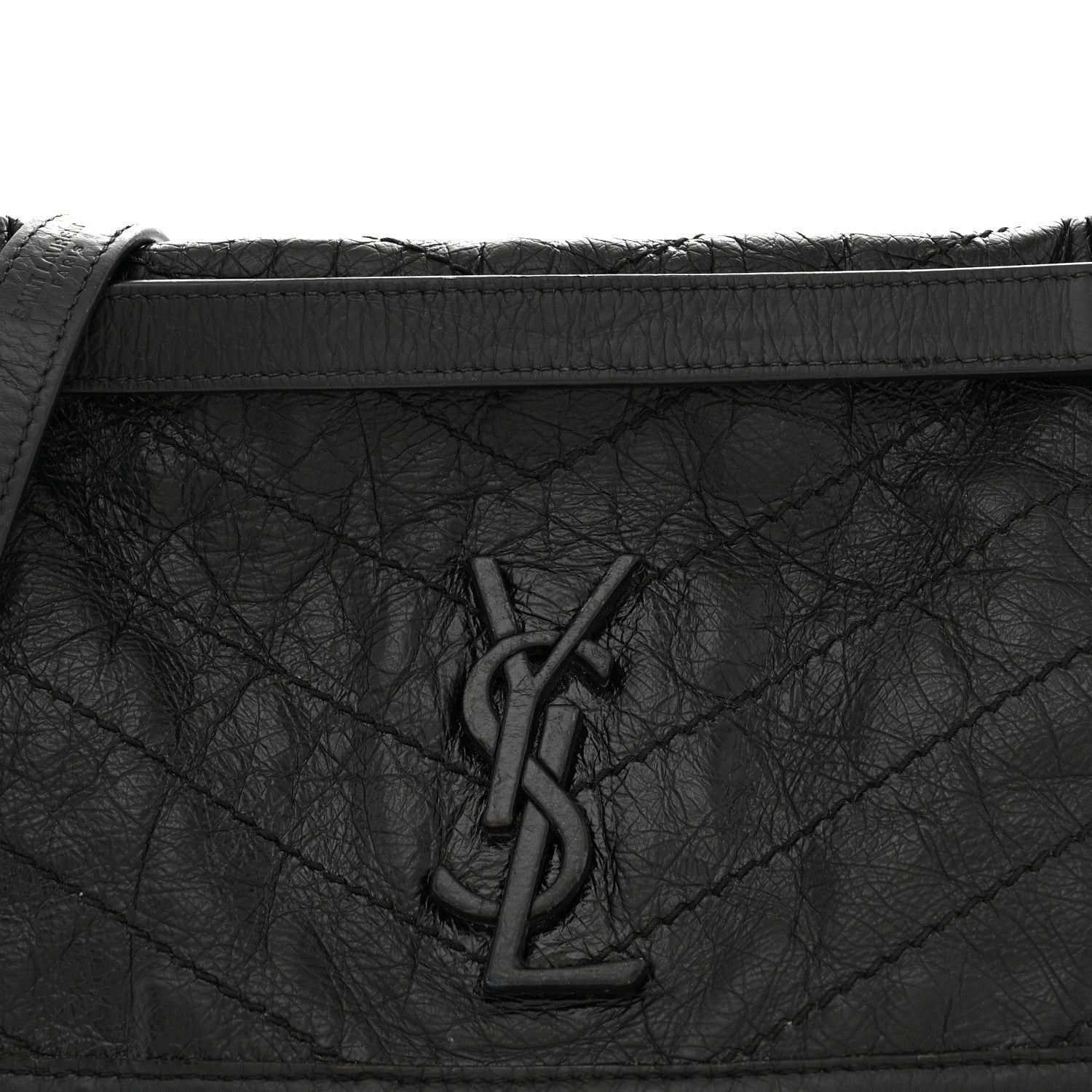 Saint Laurent Crinkled Calfskin Matelasse Monogram Medium Niki Chain Satchel Black 8 of 16