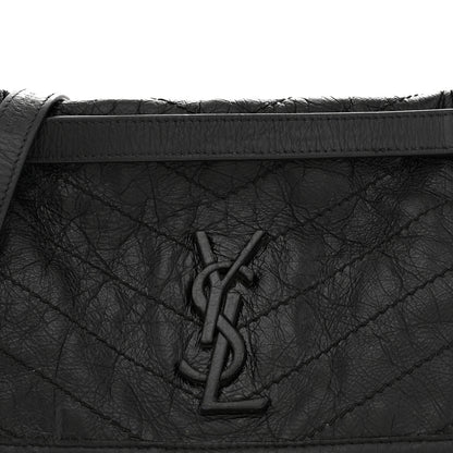 Saint Laurent Crinkled Calfskin Matelasse Monogram Medium Niki Chain Satchel Black 8 of 16