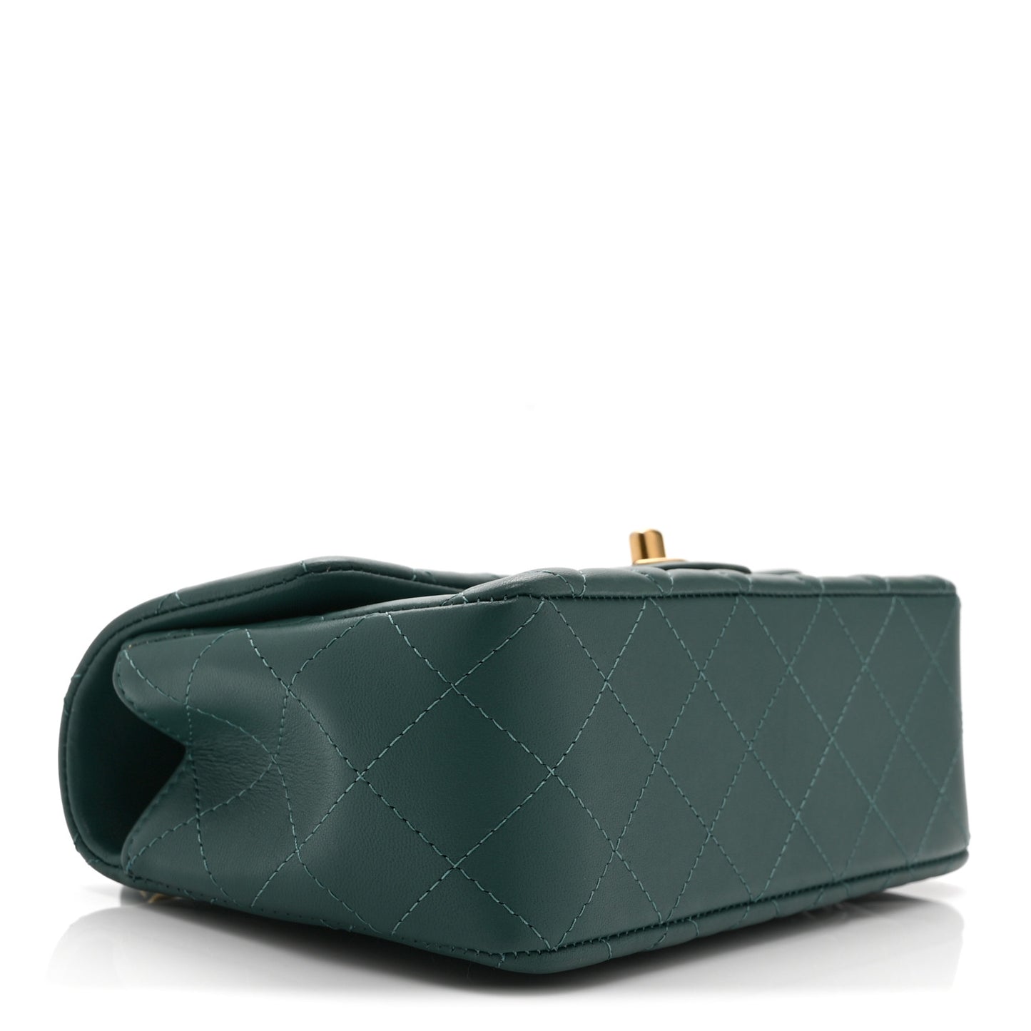 Lambskin Quilted Mini Top Handle Rectangular Flap Green