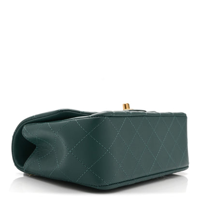 Chanel Lambskin Quilted Mini Top Handle Rectangular Flap Green 9 of 10