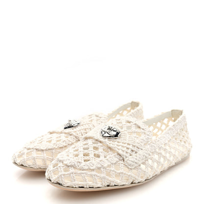 Chanel Cord Braided CC Mocassin Loafers 39.5 White 2 of 8