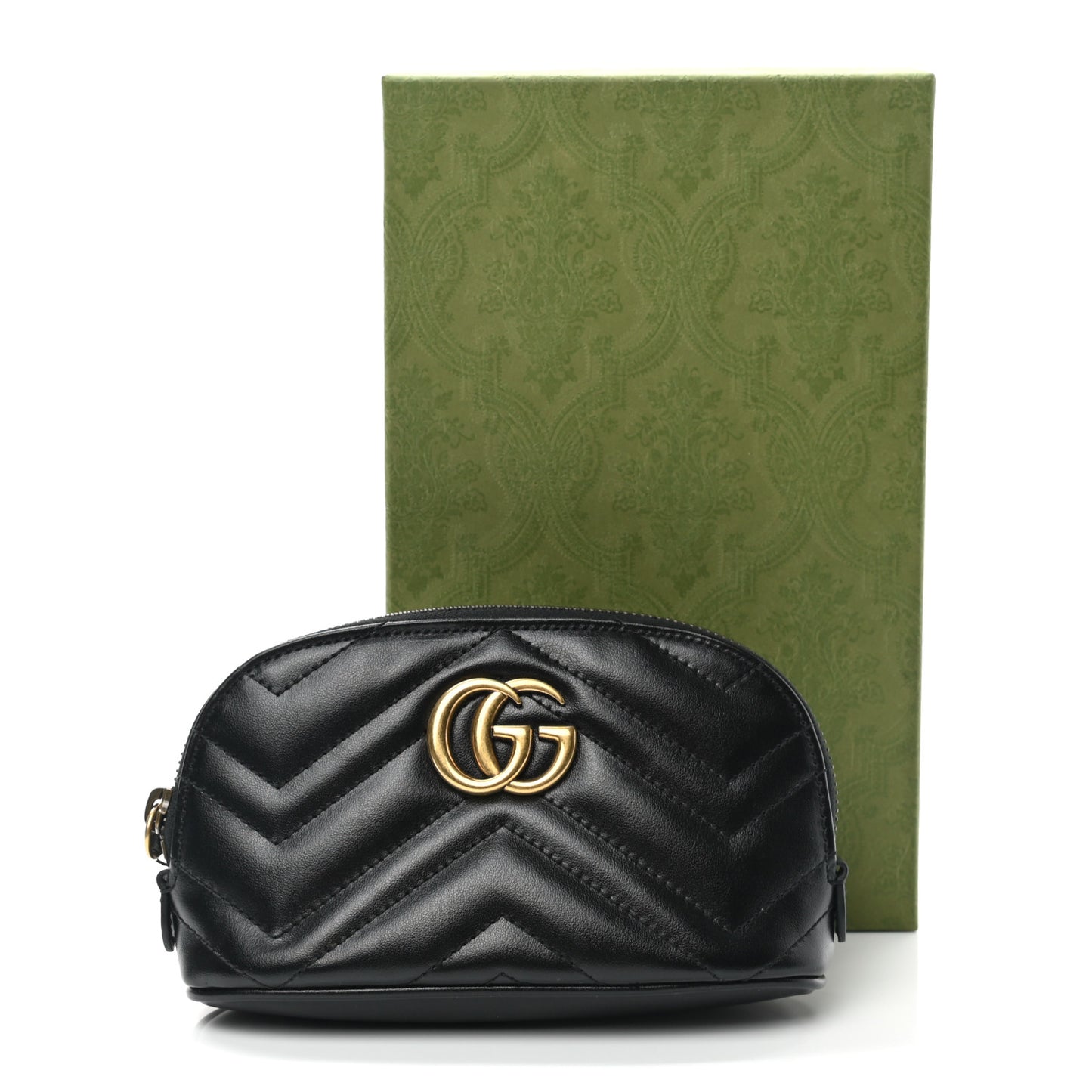 Calfskin Matelasse GG Marmont Pouch Cosmetic Case Black