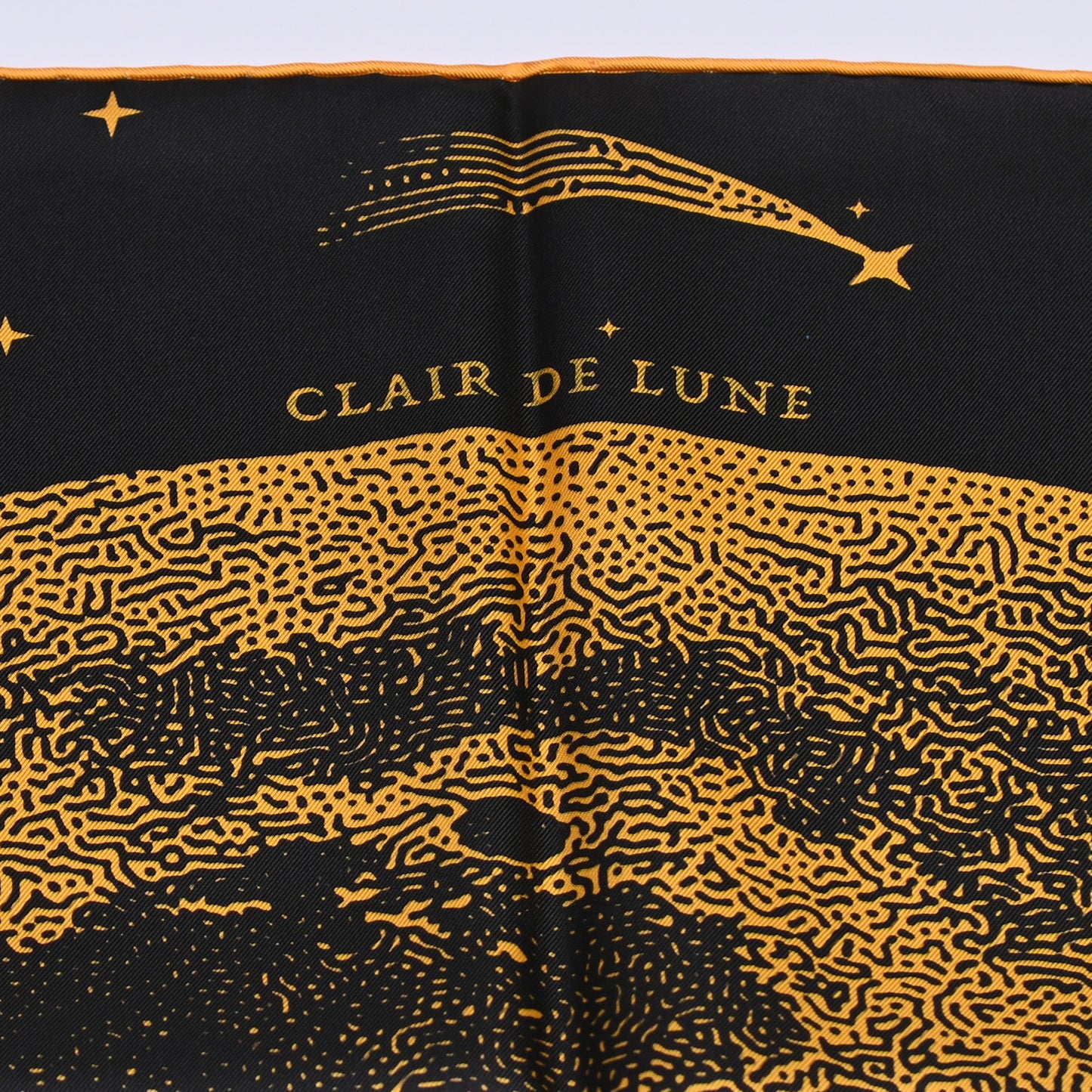 Silk Clair De Lune Double Face Scarf 90 Black Jaune D'Or Bleu