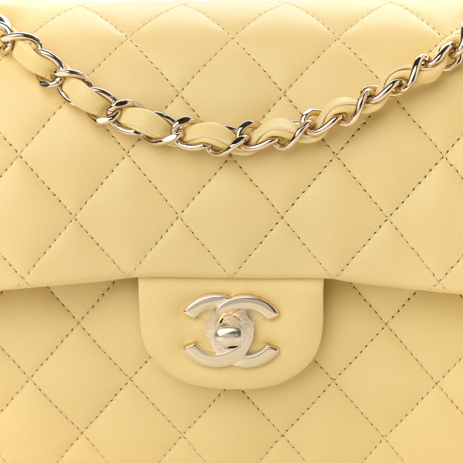 Chanel Lambskin Quilted Small Double Flap Yellow 8 of 11