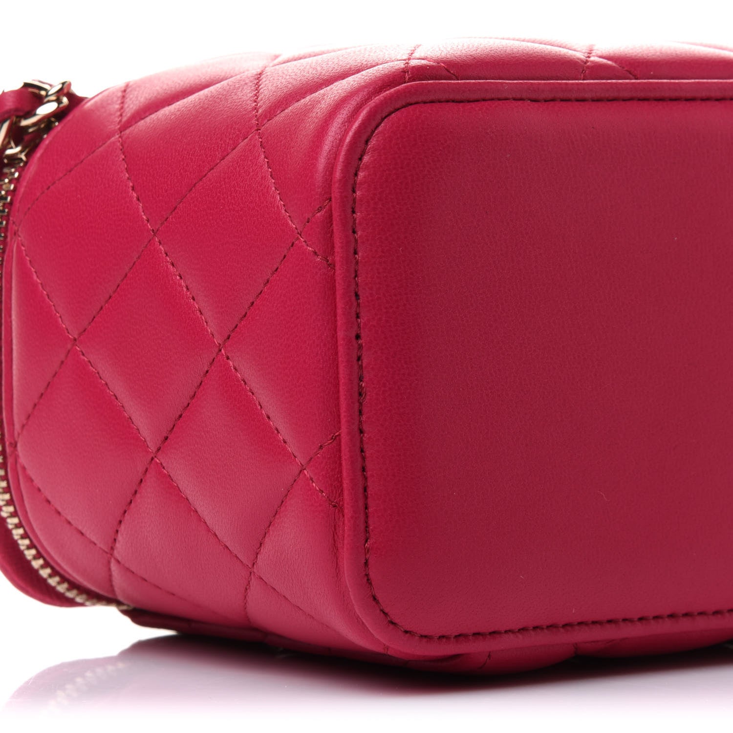 Chanel Lambskin Quilted Small Top Handle Vanity Case With Chain Dark Pink 9 of 11