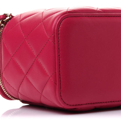 Chanel Lambskin Quilted Small Top Handle Vanity Case With Chain Dark Pink 9 of 11