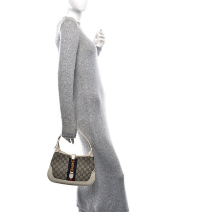 Gucci GG Supreme Monogram Azalea Calfskin Web Small Jackie 1961 Hobo Beige Ebony Mystic White 2 of 14