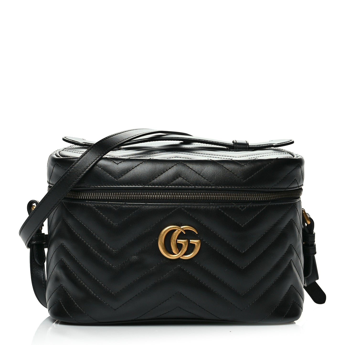 Calfskin Matelasse Large GG Marmont Vanity Cosmetic Case Black