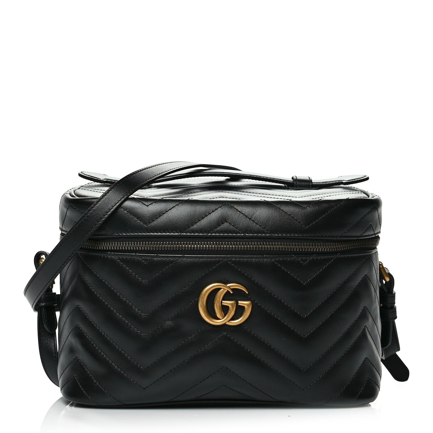Gucci Calfskin Matelasse Large GG Marmont Vanity Cosmetic Case Black 1 of 12