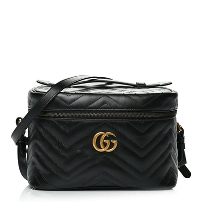 Gucci Calfskin Matelasse Large GG Marmont Vanity Cosmetic Case Black 1 of 12
