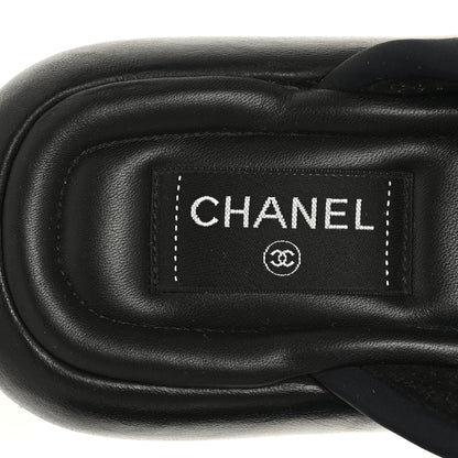 Chanel Fabric CC Mules Sandals 39 Black 8 of 10