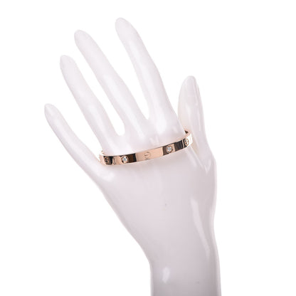 Cartier 18K Pink Gold 4 Diamond LOVE Bracelet 17 2 of 8
