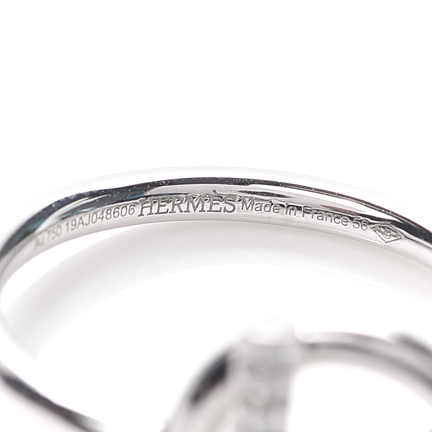 Hermes 18K White Gold Diamond PM Echappee Ring 56 7.5 4 of 5