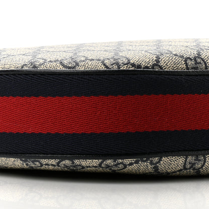Gucci GG Supreme Monogram Textured Calfskin Web Large Attache Shoulder Bag Beige Blue 9 of 10