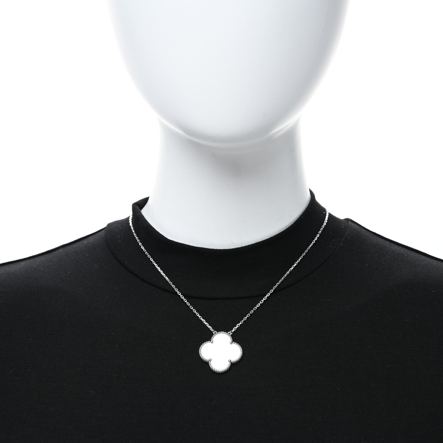 Van Cleef & Arpels 18K White Gold Mother of Pearl Magic Alhambra Pendant Necklace 3 of 4
