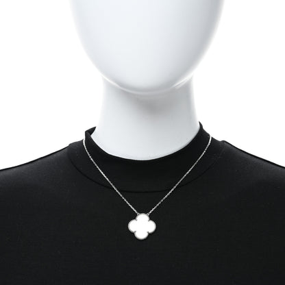 Van Cleef & Arpels 18K White Gold Mother of Pearl Magic Alhambra Pendant Necklace 3 of 4