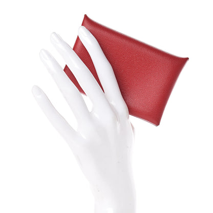 Hermes Epsom Calvi Card Case Rouge Casaque 2 of 13