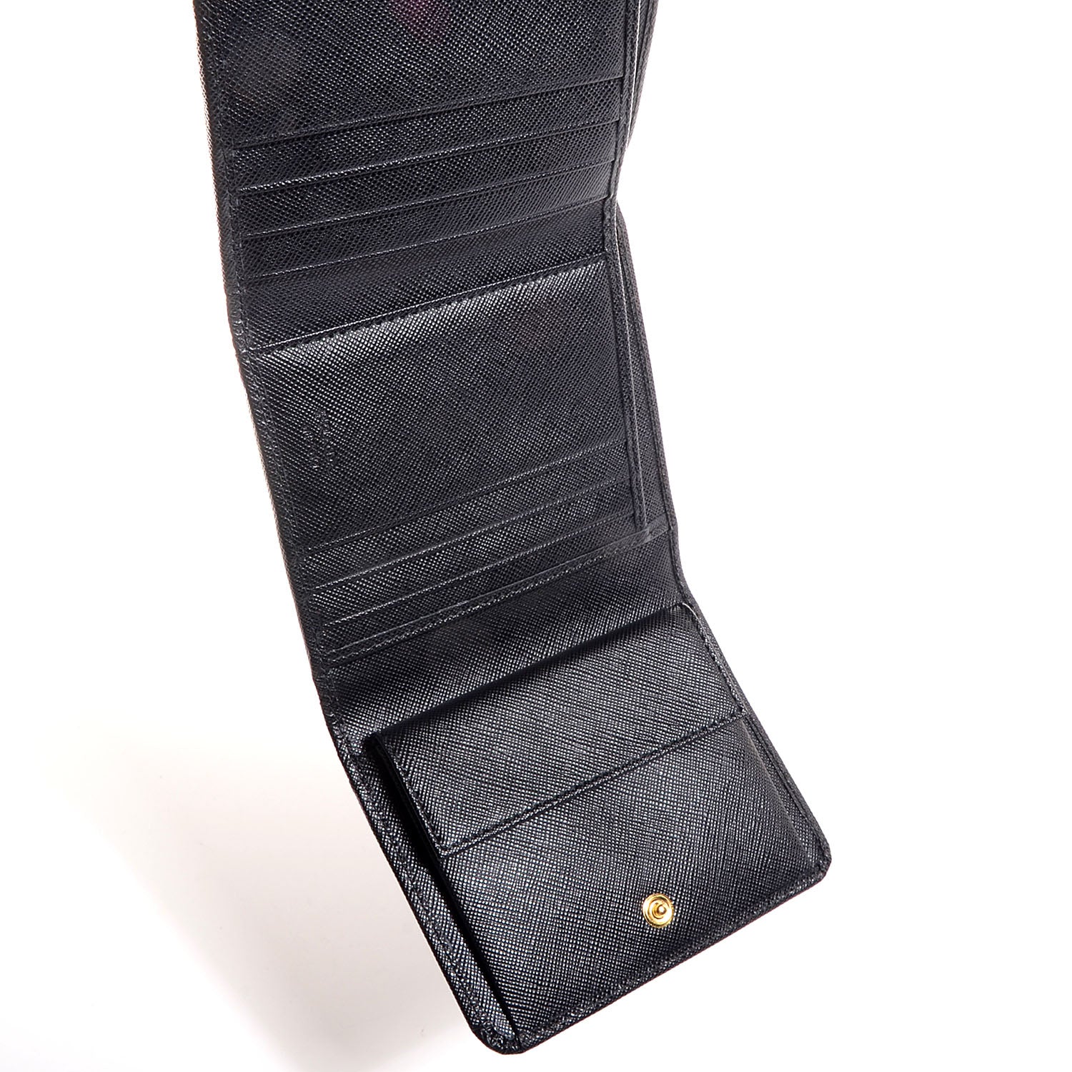Prada Saffiano Metal Tri-Fold Wallet Nero Black 5 of 6