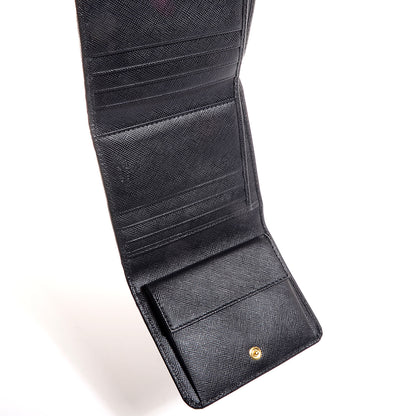 Prada Saffiano Metal Tri-Fold Wallet Nero Black 5 of 6