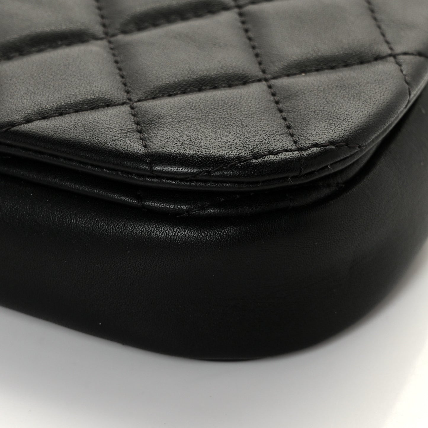 Calfskin Quilted Coco Mail Clutch With Chain Black