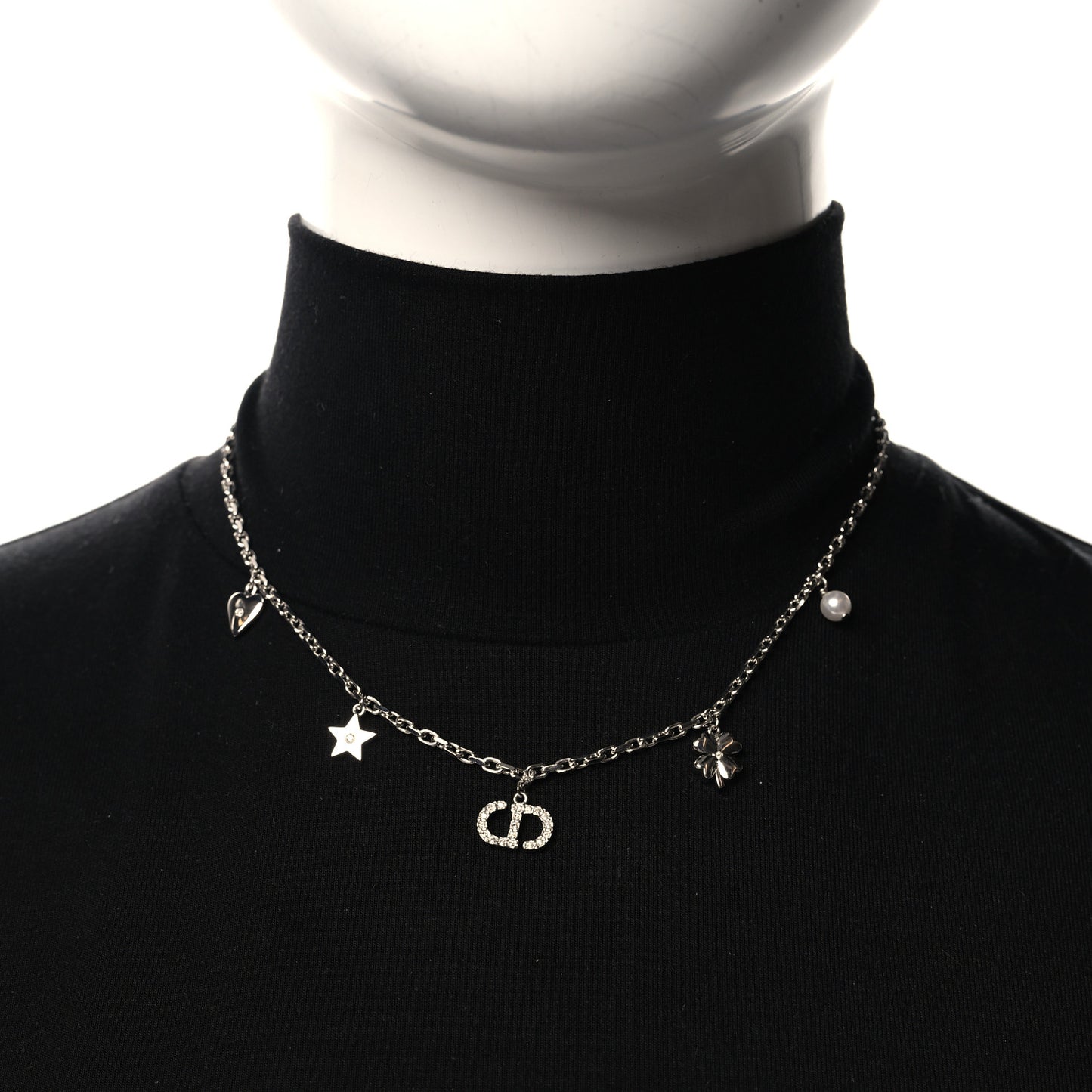 Crystal Petit CD Lucky Charms Necklace Silver